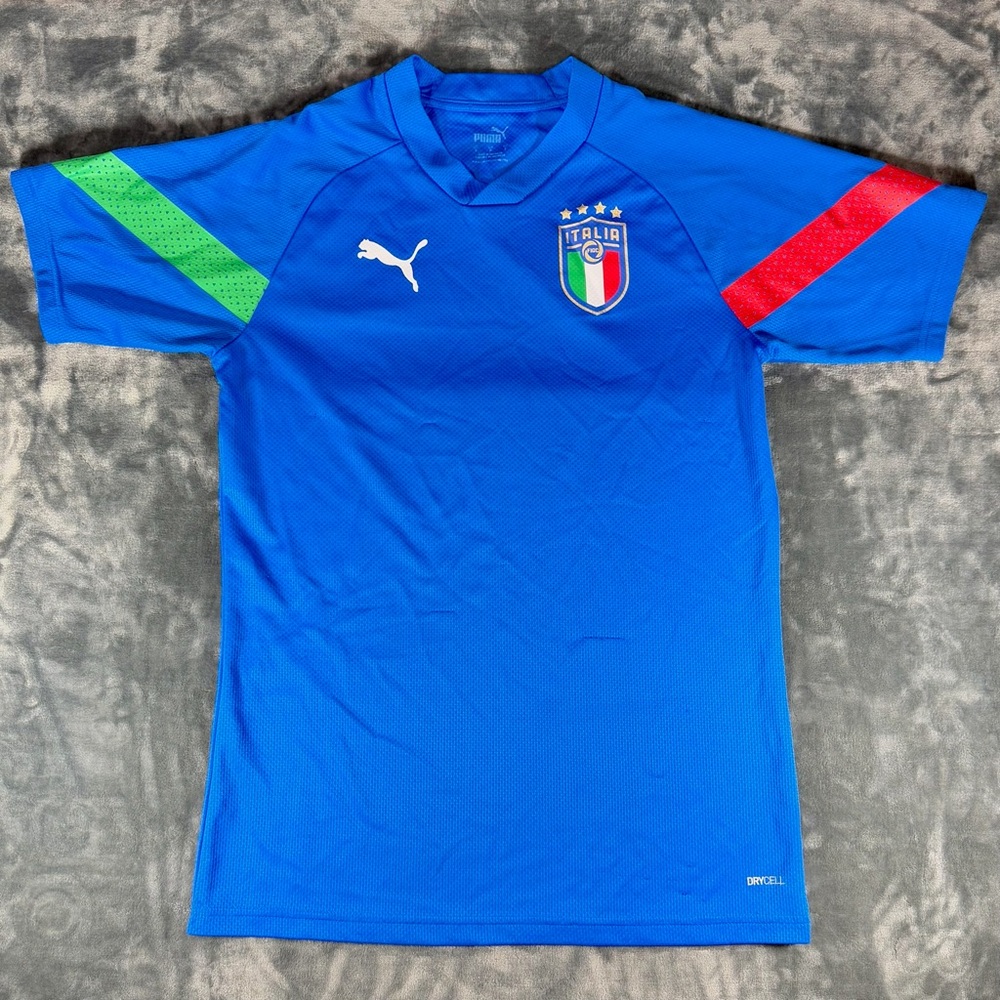 Puma Italy Italia 2022 Short Sleeve DryCell Soccer Jersey Mens S Blue Green Red